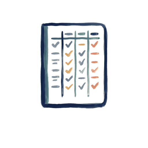 Pictogram of rhythmic painted marks representing symptom tracking.
